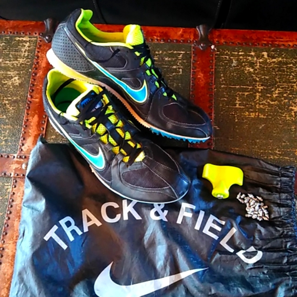 Nike Rival MD Track & Field  Spikes / Shoes Black / Blue / Yellow Men's Sz 10.5
